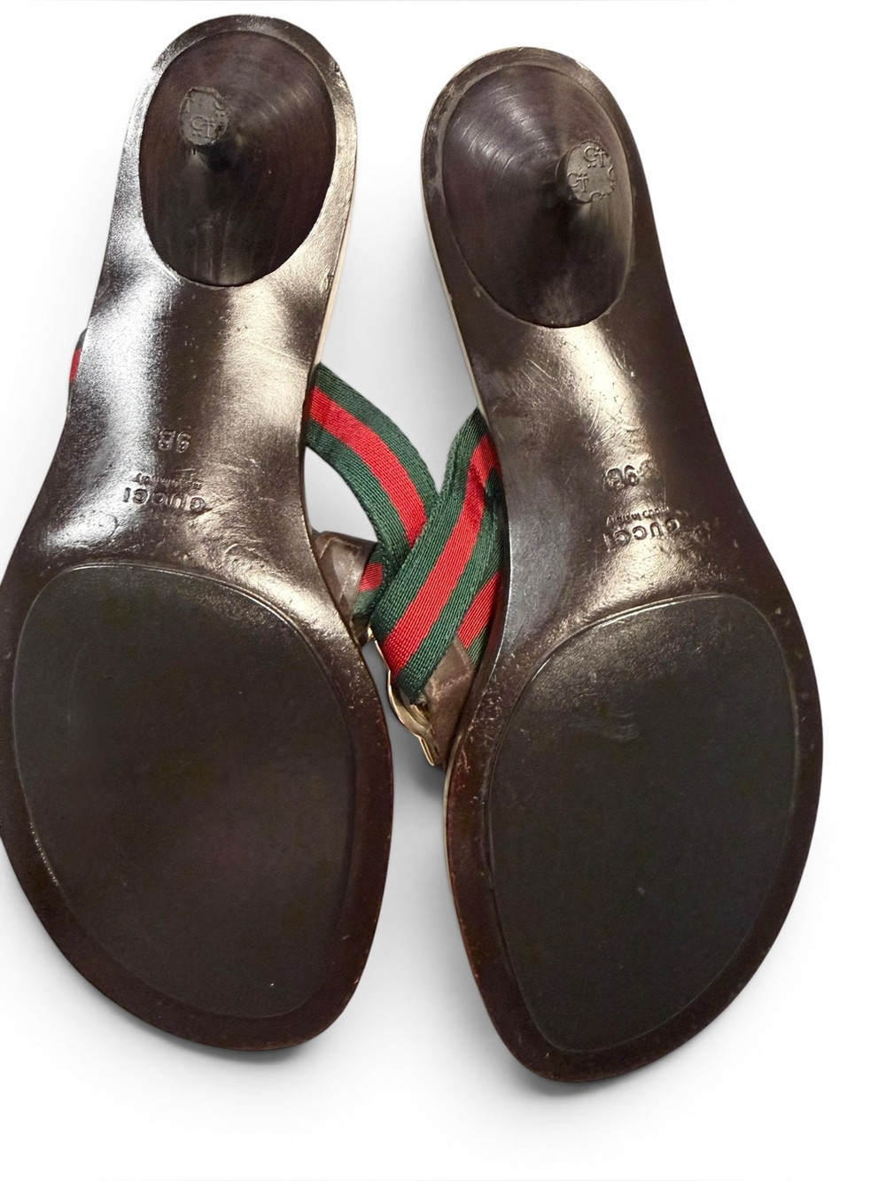 Y2K Gucci web stripe kitten heel thong sandal - Tom Ford era - Picture 6 of 16